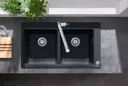 hansgrohe S51 Graphite Black SilicaTec Inset Kitchen Sink - 2 Bowl S510-F770