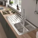 hansgrohe S41 Stainless Steel Kitchen Sink - 1 Bowl with Drainer 2 Tap Hole S4113-F400