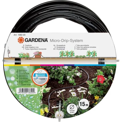 Gardena MICRO DRIP Above Ground Drip Irrigation Extension Pipe - 3/16" / 4.6mm, 15m