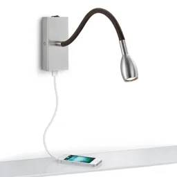 LED wall light Milos nickel with USB charger