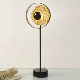 Satellite table lamp, gold and brown, height 42 cm