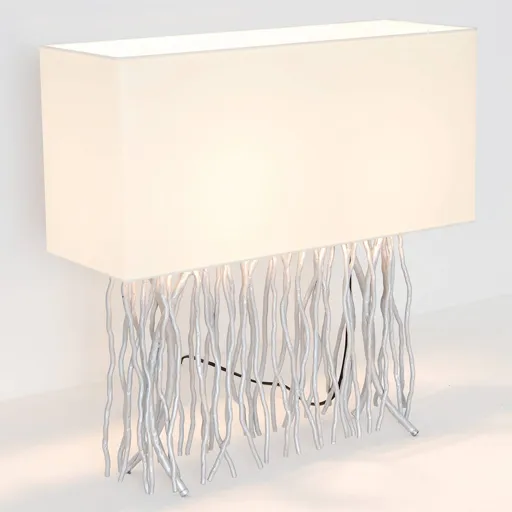 Capri table lamp, angular, ecru/silver