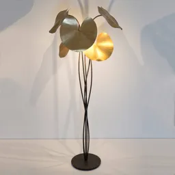 Controversia LED floor lamp, gold lampshade