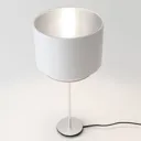 Mattia table lamp, white/silver Perla silk