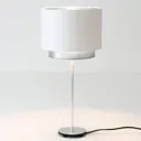 Mattia table lamp, white/silver Perla silk