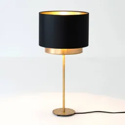 Mattia table lamp, black/gold chintz