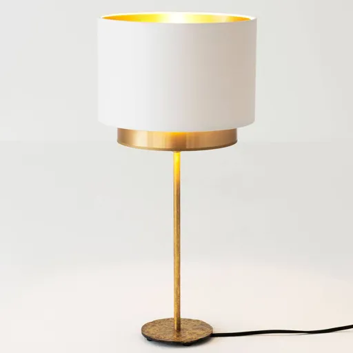 Mattia table lamp, white/gold Perla silk