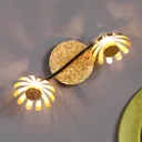 Bloom LED wall light, two-bulb gold