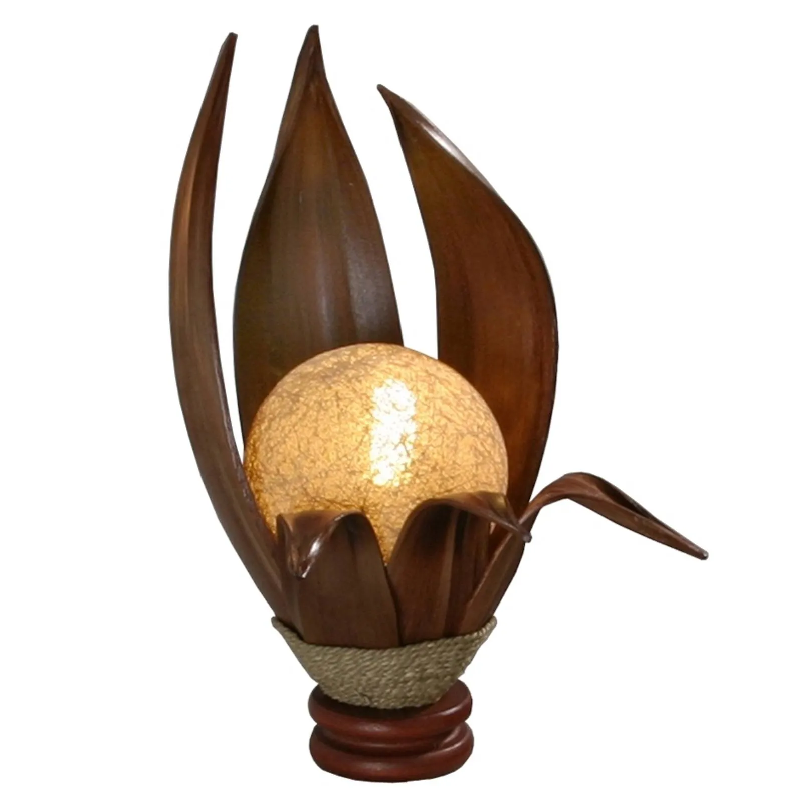 Karima table lamp made of hardened coconut leaves