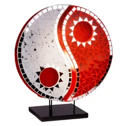 Mirrored table lamp Ying Yang red-white