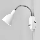 White Amrei metal wall light with dimmer