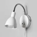 White Amrei metal wall light with dimmer