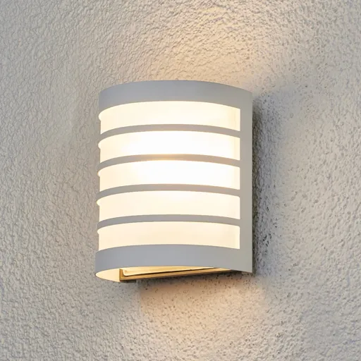 Calin white outdoor wall light with a striped look