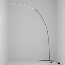 Silver-coloured, arc-shaped LED floor lamp Danua