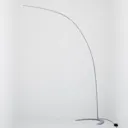 Silver-coloured, arc-shaped LED floor lamp Danua