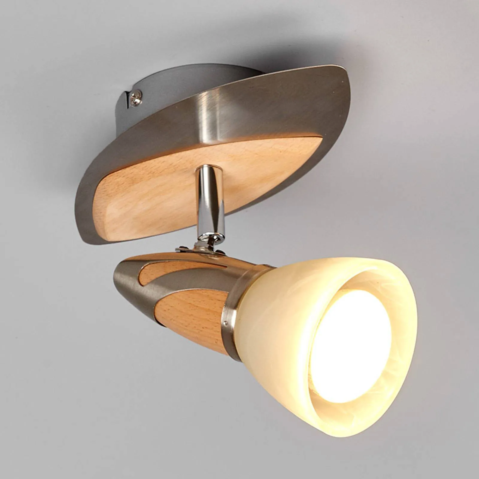 Spotlight Marena with a wooden finish, E14 R50 LED