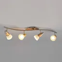 4-light wooden ceiling light Marena with E14 LEDs