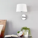 Pretty wall lamp Dorothea with white fabric shade
