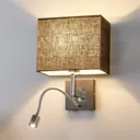 Black fabric wall lamp Rebekka, LED reading arm