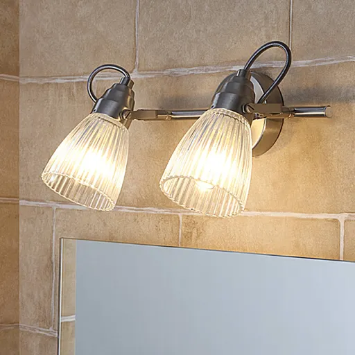 Kara bathroom wall lamp with fluted glass and LED