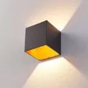 Black LED wall lamp Aldrina, gold inside
