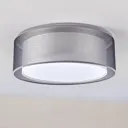 Grey Nica ceiling light with double fabric shade