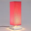 Red bedside table lamp Julina w. fabric lampshade