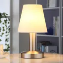 Bedside table lamp Hanno, white fabric lampshade