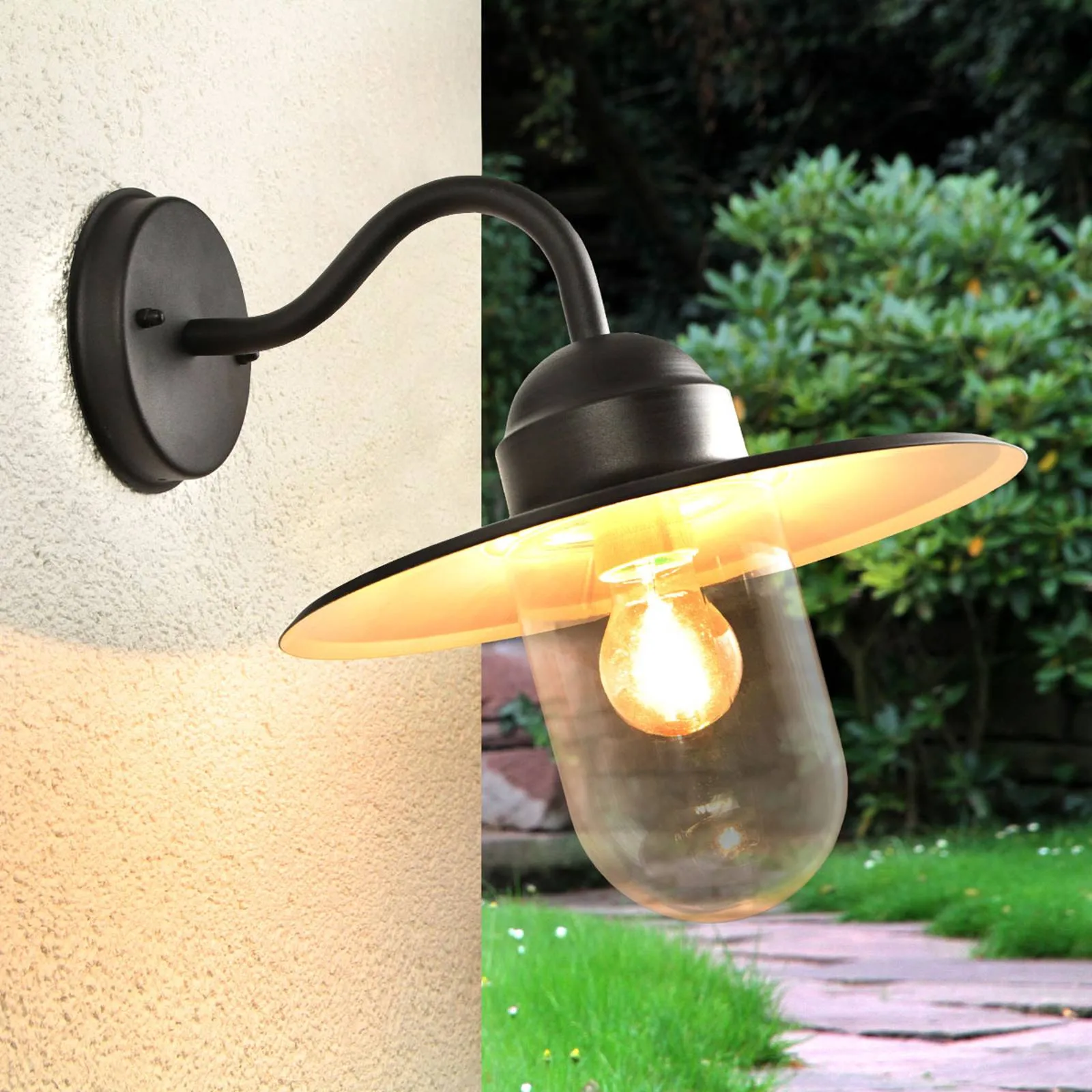 Black country house style outdoor wall light Filip