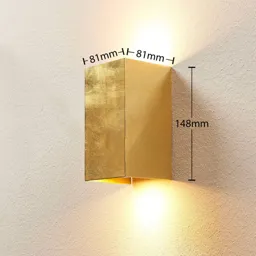 Golden wall lamp Tabita made from metal, 2 bulbs