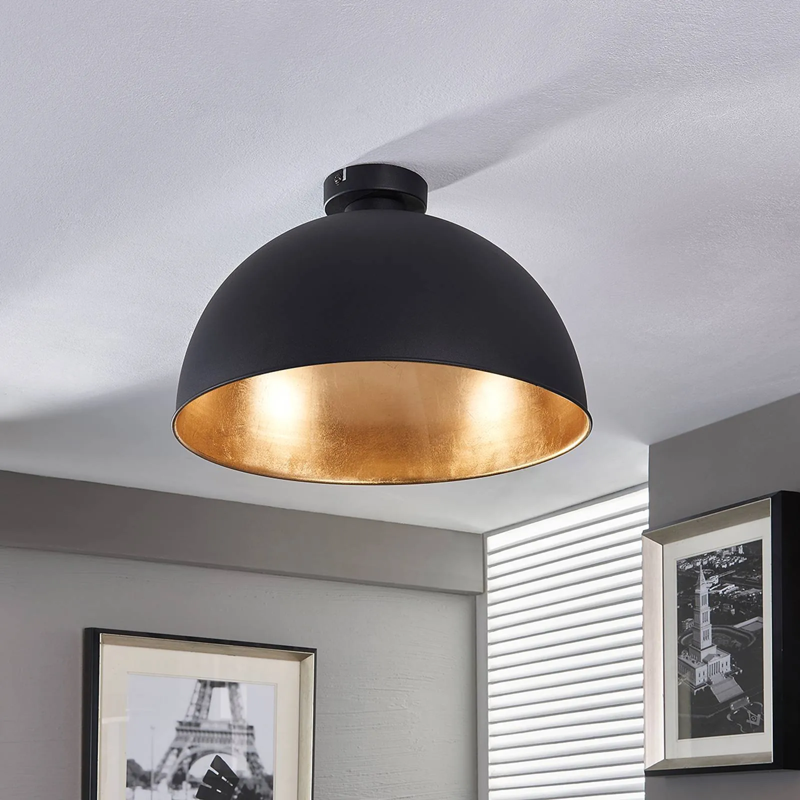 Attractive ceiling lamp Lya, black and gold