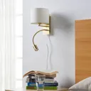 Brass-coloured wall lamp Florens LED reading light