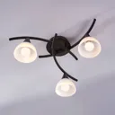 Three-bulb LED ceiling lamp Della, black-gold