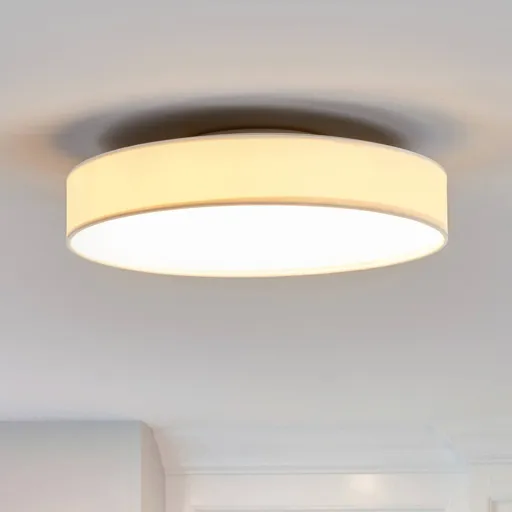 Fabric LED ceiling lamp Saira, 40 cm, white