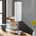 Slim table lamp Vinsta with white glass lampshade