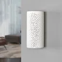 Perforated wall light Jiru made of white plaster