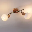 2-bulb LED spotlight Svenka in wood look
