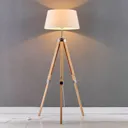 Katie floor lamp with a three-legged wooden stand