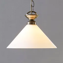 Glass pendant lamp Otis, antique brass