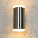 2-bulb LED outdoor wall light Eliano, steel