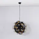 Hanging lamp Kinan with panes in black and gold