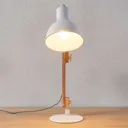 Wood desk lamp Shivanja with white lampshade