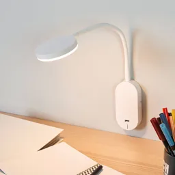 Flexible arm LED wall light Milow with USB port