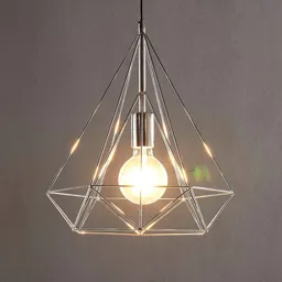 Chrome-plated pendant light Nael in cage shape