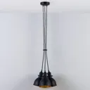 3-bulb pendant lamp Lira, black and gold