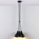 3-bulb pendant lamp Lira, black and gold