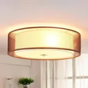 Brown LED fabric ceiling lamp Tobia, Easydim