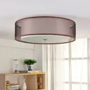 Brown LED fabric ceiling lamp Tobia, Easydim