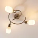 Lindby Arda LED spotlight, glass 3-bulb circular