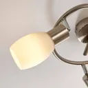 Lindby Arda LED spotlight, glass 3-bulb circular
